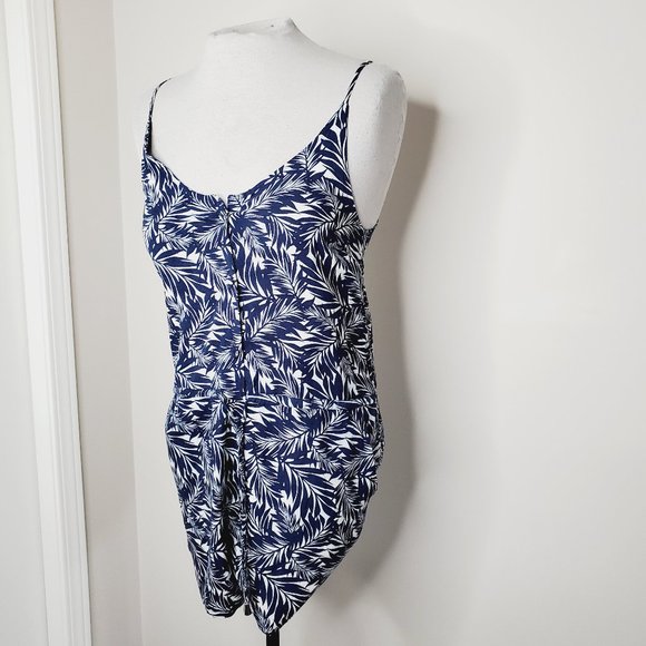 ANTHRO BISHOP + YOUNG Palm Leaf Navy Romper - Picture 2 of 10